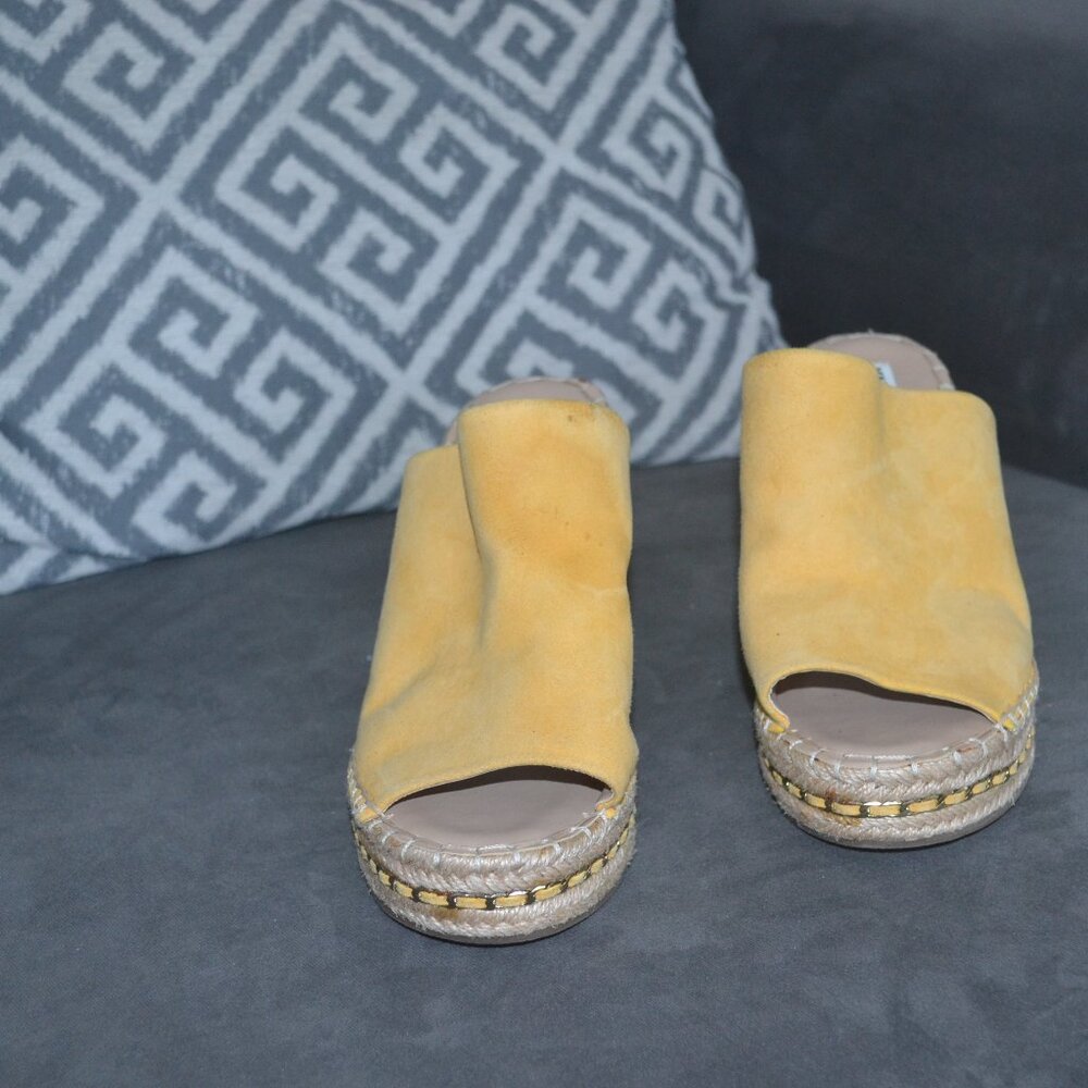 Karl Lagerfeld Yellow Wedge Espadrilles, Size 8.5